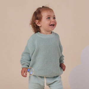 Oversized Cotton Knit Jumper - Sage