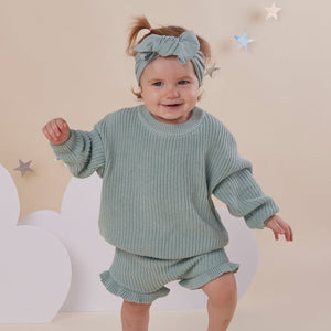 Oversized Cotton Knit Jumper - Sage