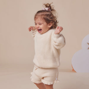 Oversized Cotton Knit Jumper - Cream