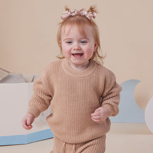 Oversized Cotton Knit Jumper - Hazelnut