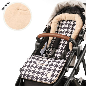 OiOi Reversible Pram Liner - Houndstooth/Cozy Fleece