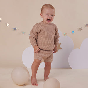 Oversized Cotton Knit Jumper - Hazelnut