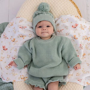 Oversized Cotton Knit Jumper - Sage