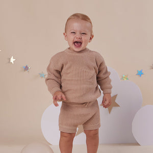 Oversized Cotton Knit Jumper - Hazelnut