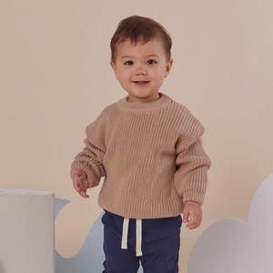 Oversized Cotton Knit Jumper - Hazelnut