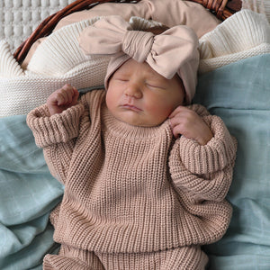 Oversized Cotton Knit Jumper - Hazelnut