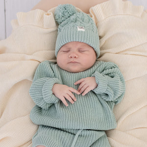 Oversized Cotton Knit Jumper - Sage