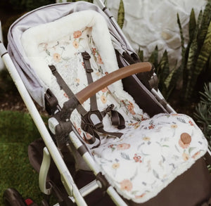 OiOi Reversible Pram Liner - Wildflower/Cozy Fleece