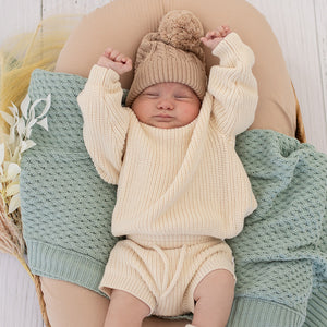Oversized Cotton Knit Jumper - Cream