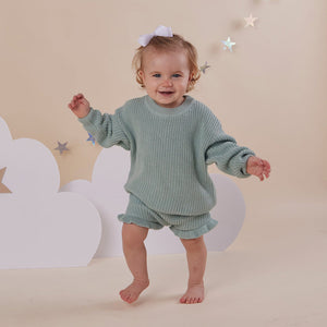 Oversized Cotton Knit Jumper - Sage