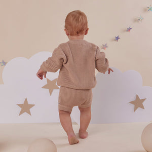 Oversized Cotton Knit Jumper - Hazelnut