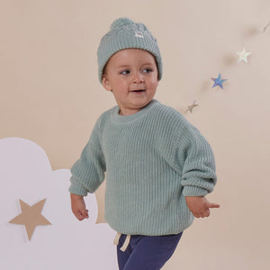 Oversized Cotton Knit Jumper - Sage