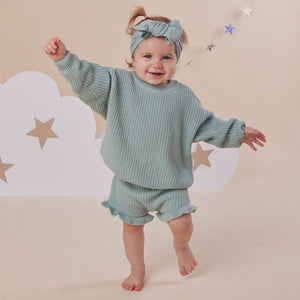 Oversized Cotton Knit Jumper - Sage