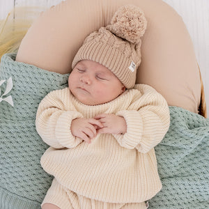 Oversized Cotton Knit Jumper - Cream