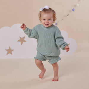 Oversized Cotton Knit Jumper - Sage