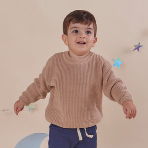 Oversized Cotton Knit Jumper - Hazelnut