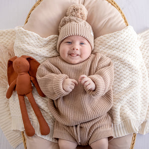 Oversized Cotton Knit Jumper - Hazelnut
