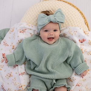 Oversized Cotton Knit Jumper - Sage