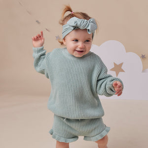 Oversized Cotton Knit Jumper - Sage