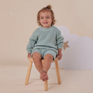 Oversized Cotton Knit Jumper - Sage