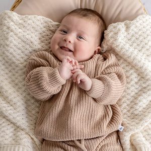 Oversized Cotton Knit Jumper - Hazelnut