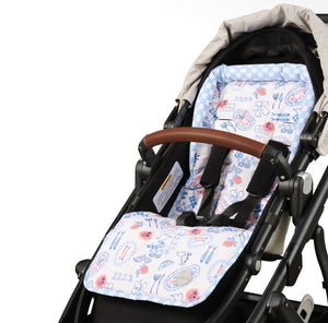 OiOi Reversible Pram Liner - Mediterranean/Blue Check