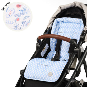 OiOi Reversible Pram Liner - Mediterranean/Blue Check