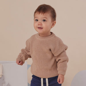 Oversized Cotton Knit Jumper - Hazelnut