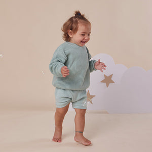 Oversized Cotton Knit Jumper - Sage