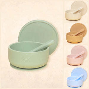 Silicone Suction Bowl with Lid + Spoon Set