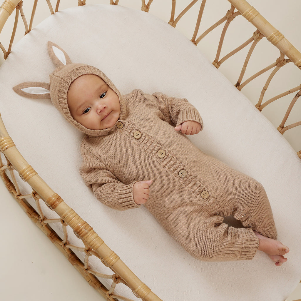 AW24 - Knit Romper - Bunny Taupe