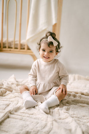 AW26 - Knit Dress - Oatmeal Pointelle