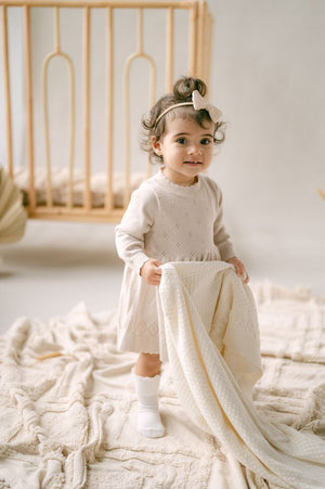 AW26 - Knit Dress - Oatmeal Pointelle