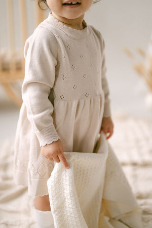 AW26 - Knit Dress - Oatmeal Pointelle