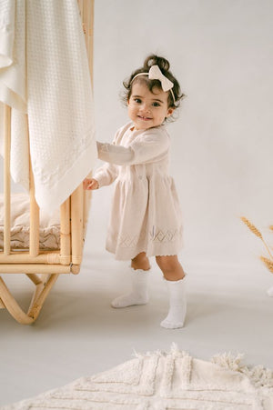 AW26 - Knit Dress - Oatmeal Pointelle