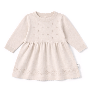 AW26 - Knit Dress - Oatmeal Pointelle