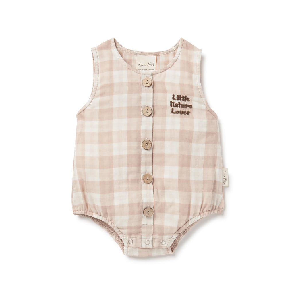 SS23 Bubble Romper - Taupe Gingham