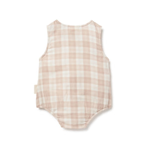 SS23 Bubble Romper - Taupe Gingham