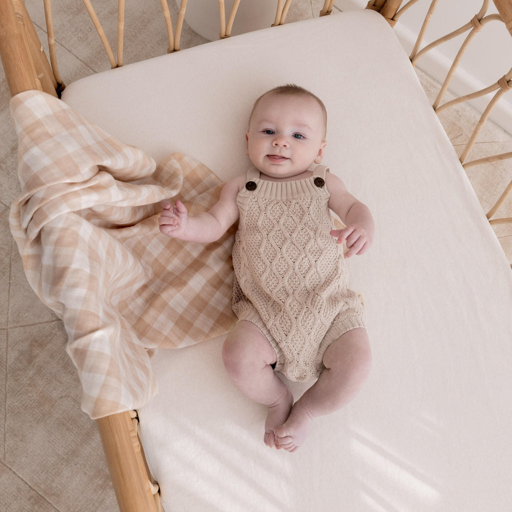 SS23 Cable Knit Romper - Natural