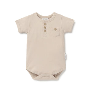 SS24 - Rib Henley Onesie - Sand