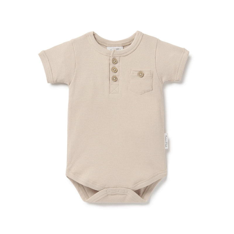 SS24 - Rib Henley Onesie - Sand