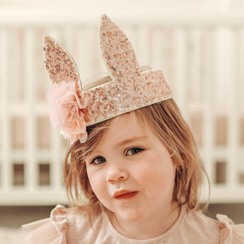 Sequin Bunny Sparkle Crown - Rose Gold