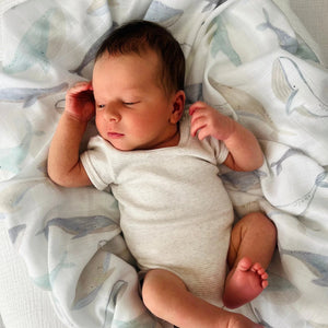 Bamboo Muslin Wrap - Whales