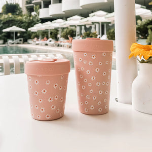 Chino Club - 12oz Stainless Steel Coffee Cup - Pink Daisy