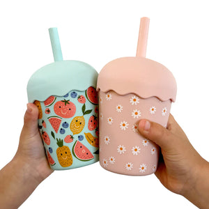 Smoothie Cup & Straw - Pink Daisy