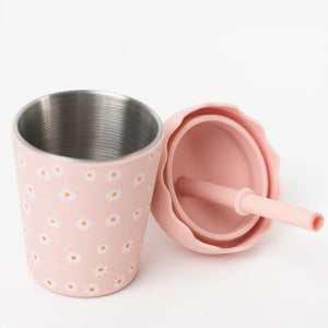 Smoothie Cup & Straw - Pink Daisy