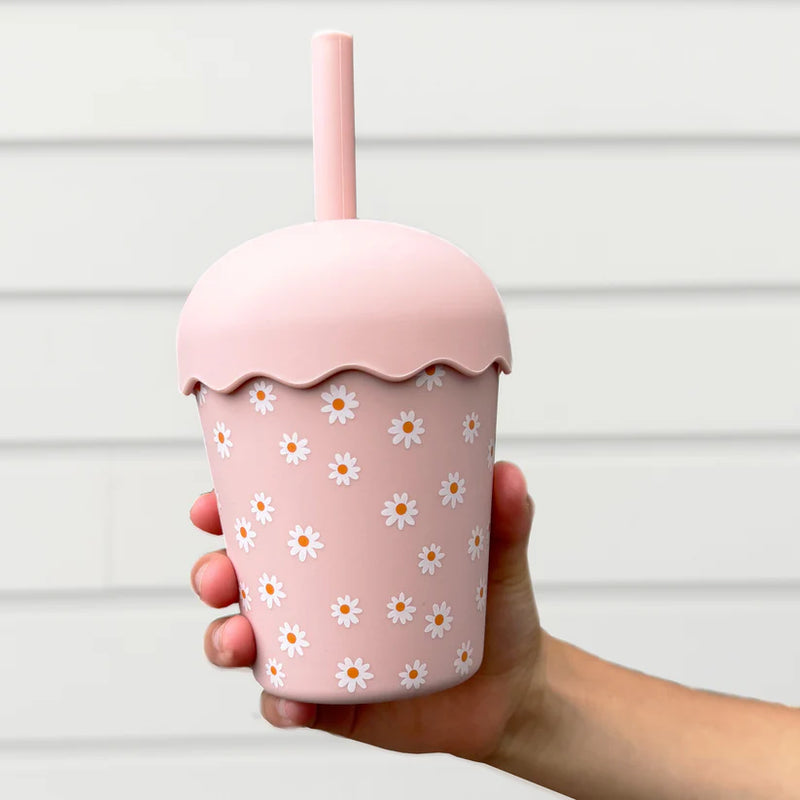 Smoothie Cup & Straw - Pink Daisy