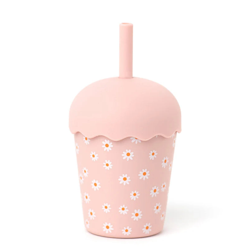 Smoothie Cup & Straw - Pink Daisy