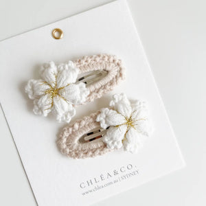 Crochet Hair Clips - Snowflake - Set of 2