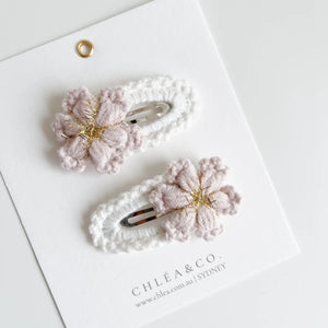 Crochet Hair Clips - Snowflake - Set of 2